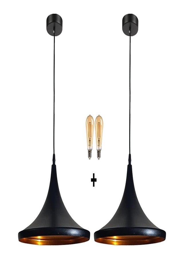 VRCT Antique Single Head Metal Groot Big Tawa Shade Pendant and Vintage Hanging Ceiling Led Light for Home, Hall Jumar Lighting. (Pack of 2 with Bulb) - Image 1